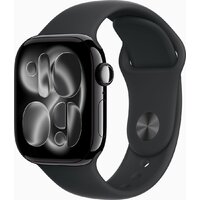 Apple Watch Series 11 42 мм (алюминиевый корпус, черный/черный, спортивный силиконовый ремешок M/L) Image #1
